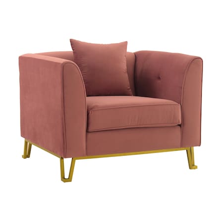 Armen Living Everest Blush Fabric Upholstered Sofa Accent Chair with Brushed Gold Legs LCEV1BLUSH